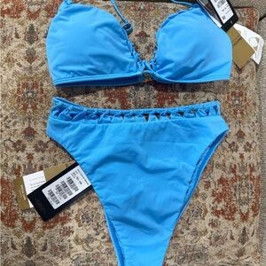 Vix Bright Blue Women's Two-Piece Bikini Set with Bra-Style Top